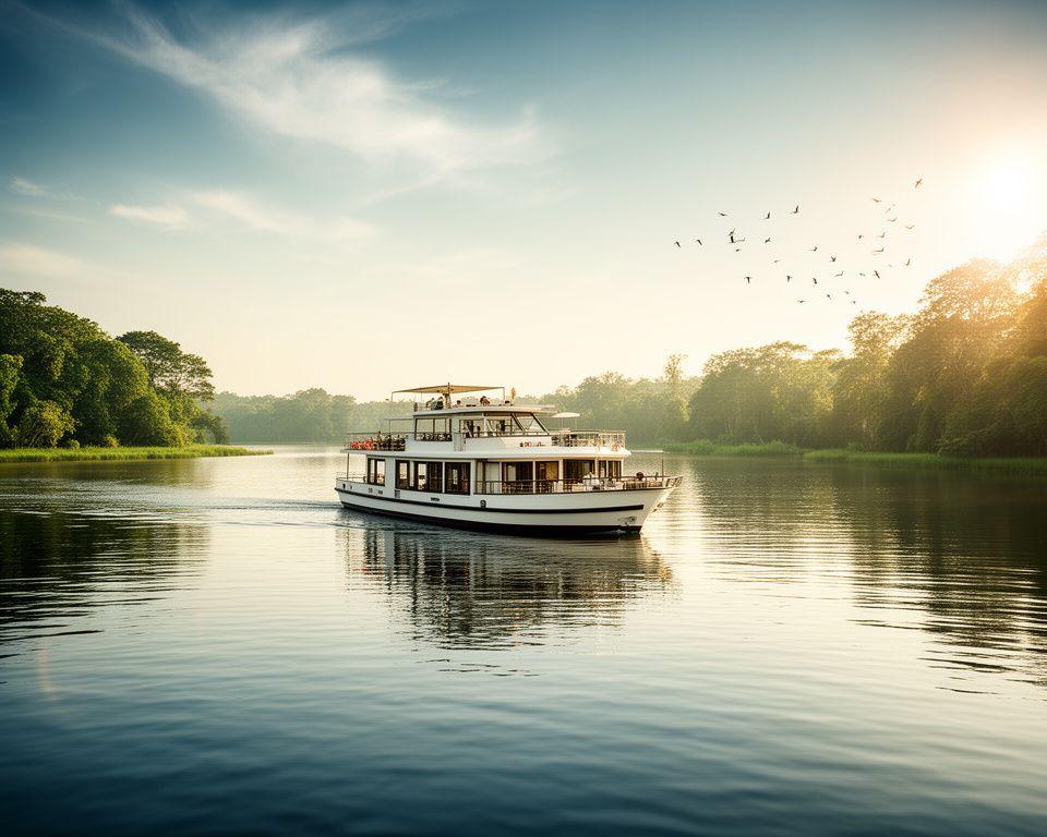Luxus-Vogelkreuzfahrt auf einem ruhigen See